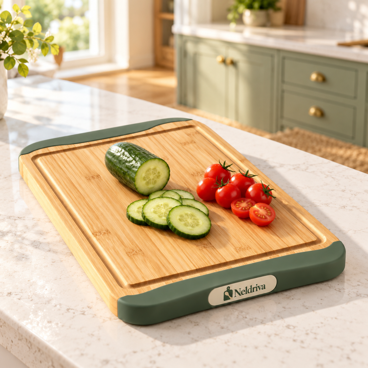 Neldriva Bamboo Juice-Groove Cutting Board
