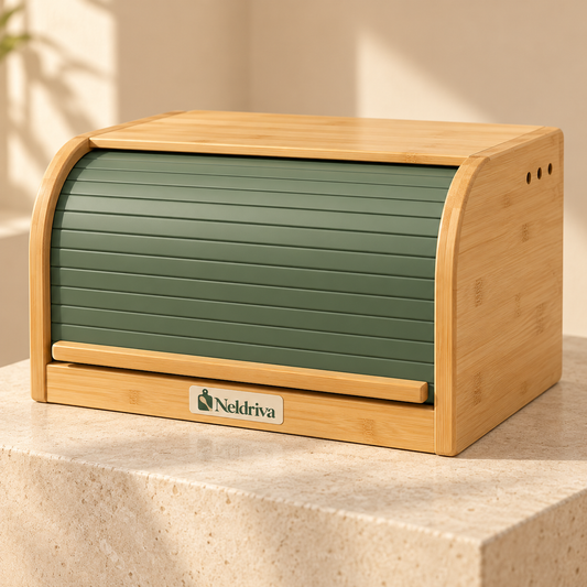 Neldriva Bamboo Roll-Top Bread Box
