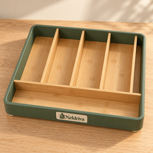 Neldriva Bamboo Cutlery Drawer Organizer